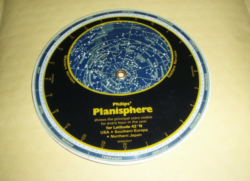 Philips Planisphere Star Locator Latitude 42 Degrees for N USA, S Europe,N Japan