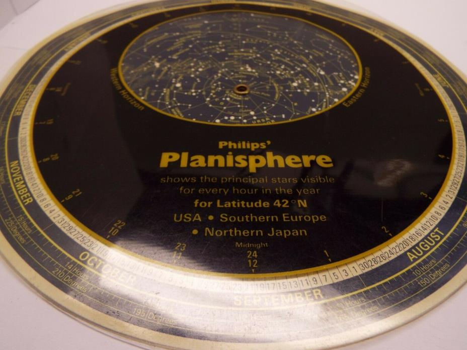Philips Planisphere Vintage 1982 Shows Stars Visible for Every Hour of the Year