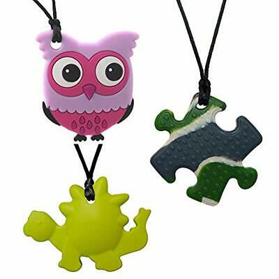 3 Teethers Pack Sensory Oral Motor Aide Chew Necklace - Silicone Teething For 