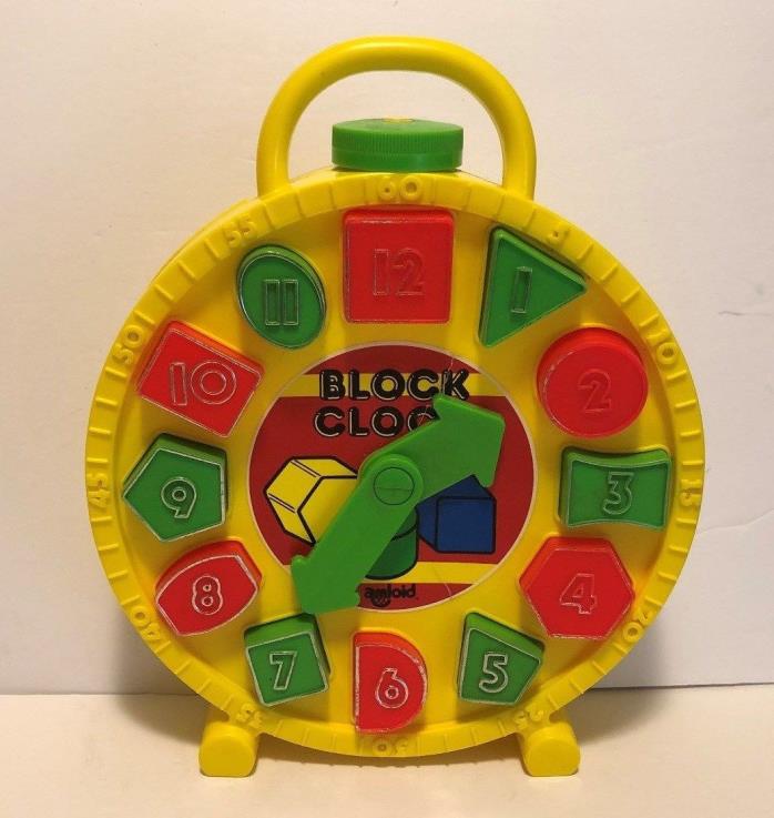 Vintage Amloid Plastic Block Clock - Time Number Blocks Puzzle Toy