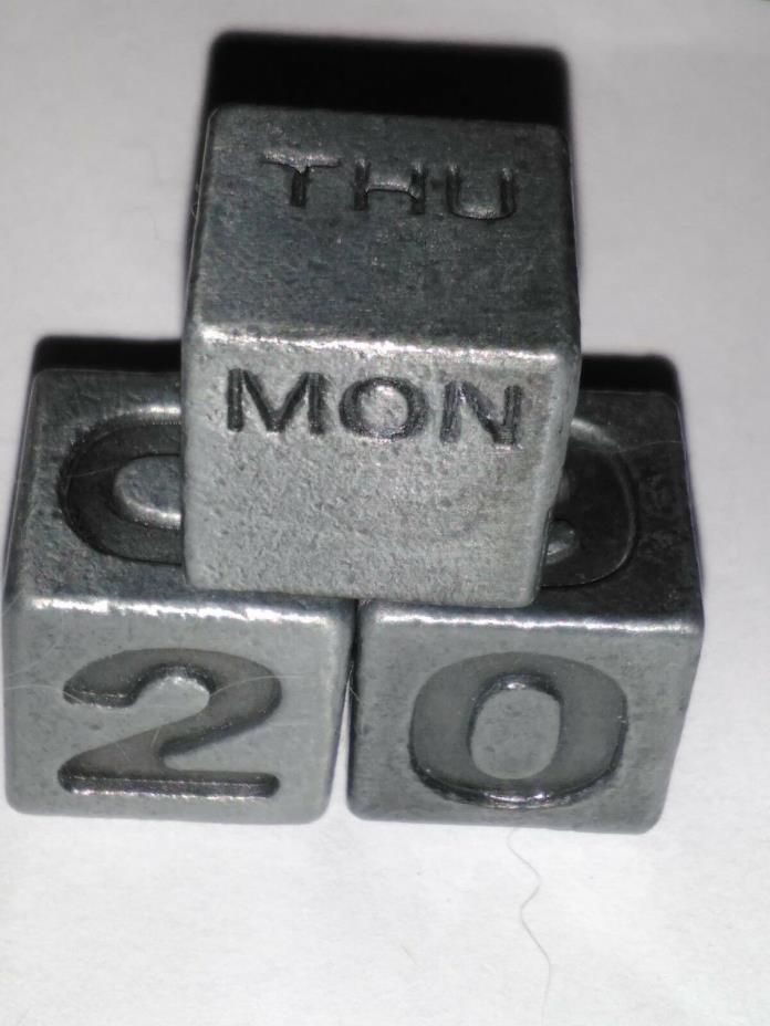 Day And Month Setting Heavy Pewter Dice Three Etched Dice