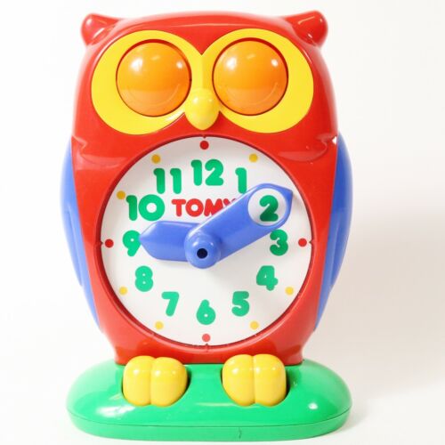 1990 TOMY Owl Tic Tock Answer Clock Teach / Learn To Tell Time