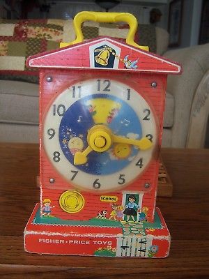 Fisher Price Vintage Music Box Teaching Clock 1968 Tested & Works