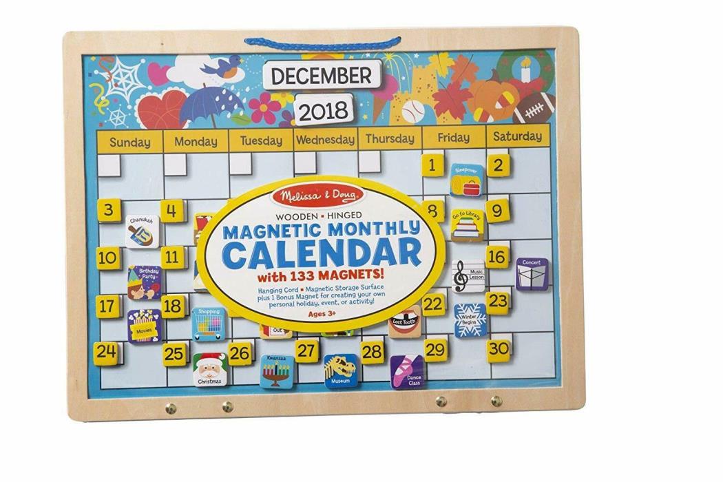 Monthly Magnetic Calendar With 133 Magnets and 2 Fabric-Hinged Dry-Erase Board