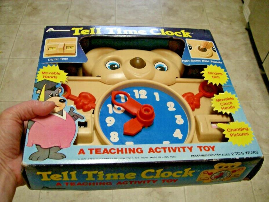 1979 Bear Tell Time Clock Teaching Activity Toy Tell Time Interactive