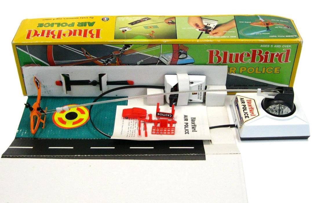 Vintage 1974 BlueBird VertiBird Helicopter Air Police Mint w/Insert & Box Works