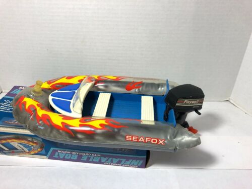 seafox inflatable toy boat w/ battery operated outboard motor playwell 2000
