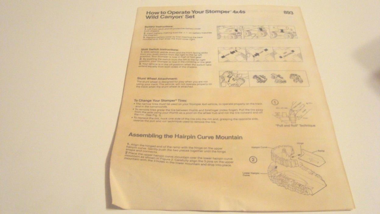 1983 Schaper Stomper Wild Canyon set  893 Parts Operation Sheet & Advertisement