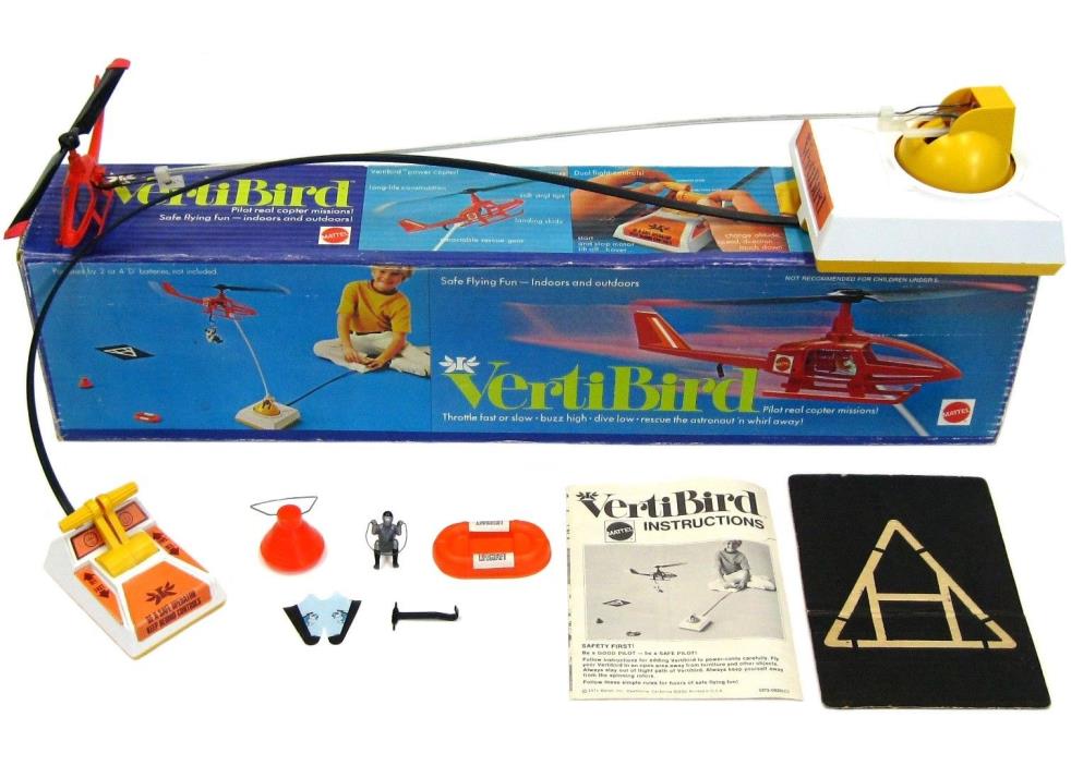 Vintage 1971 Mattel Vertibird Helicopter Original 1st Issue Set w/Blue Box Works