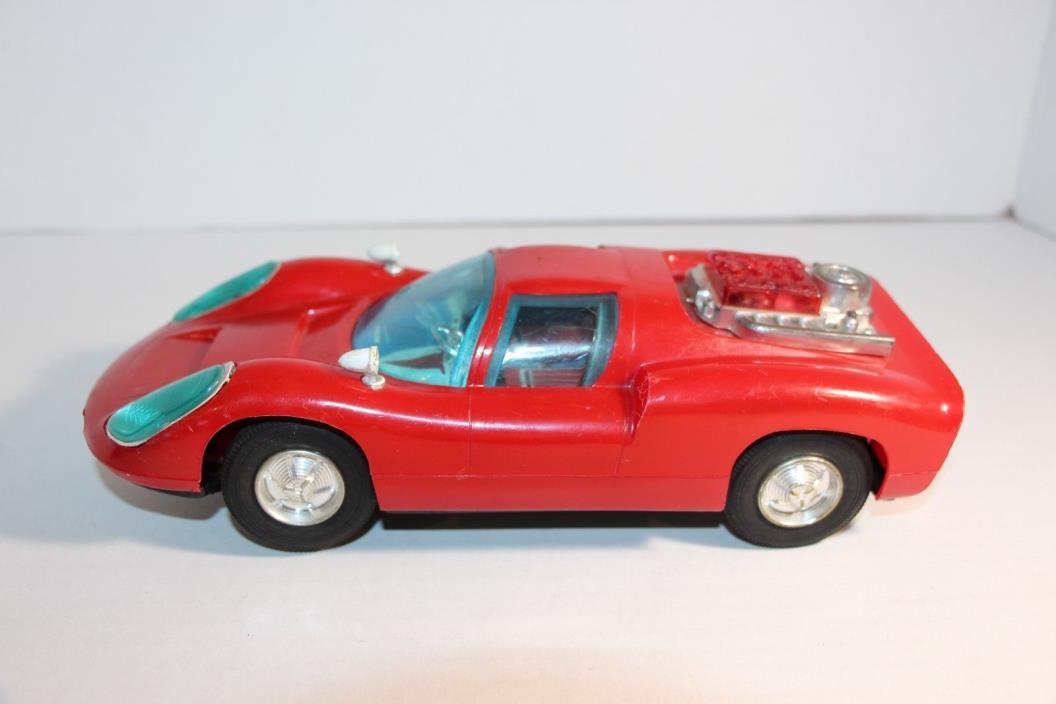 VINTAGE BAND BATTERY OPERATED TOY CAR PORSCHE CARRERA -MADE IN JAPAN-RACING