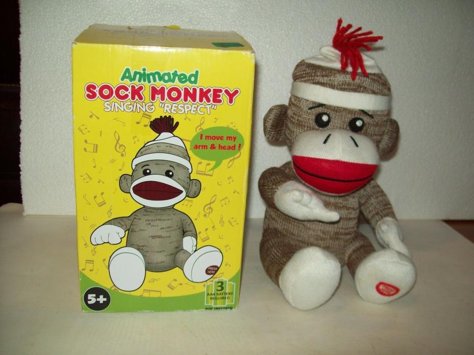 Musical ~ Animated Sock Monkey Toy ~ Plays 