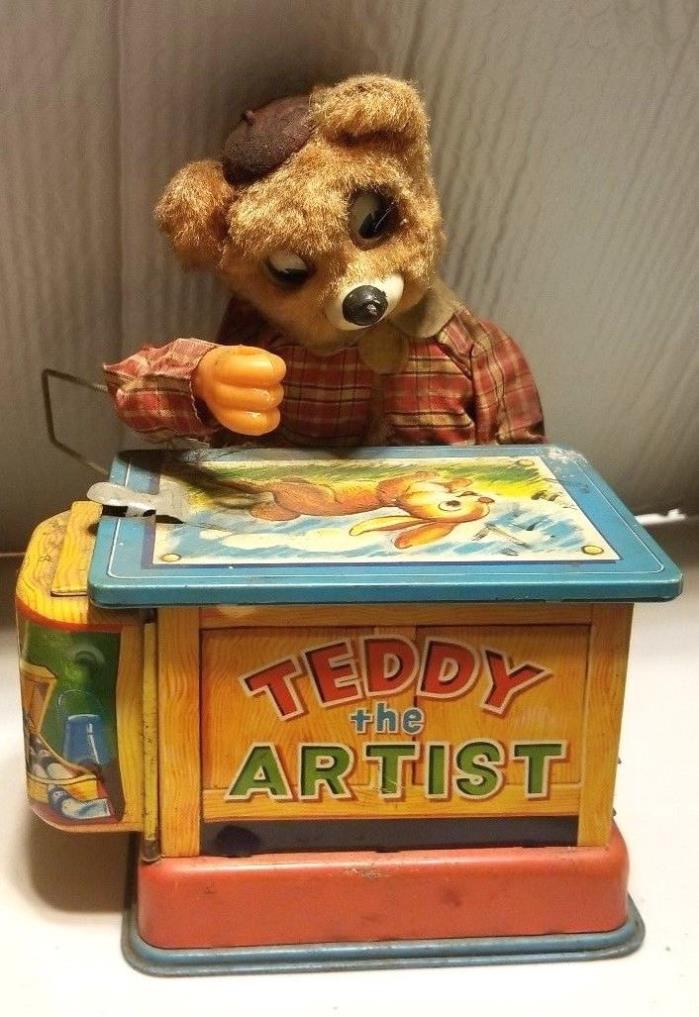 TEDDY THE ARTIST TIN LITO TOY FROM JAPAN