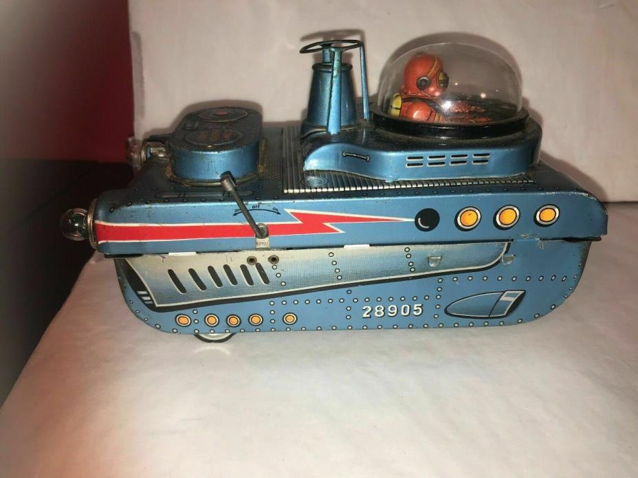 Vintage Battery Operated Space Tank Japan Tin Toy Trade Mark Modern Toys