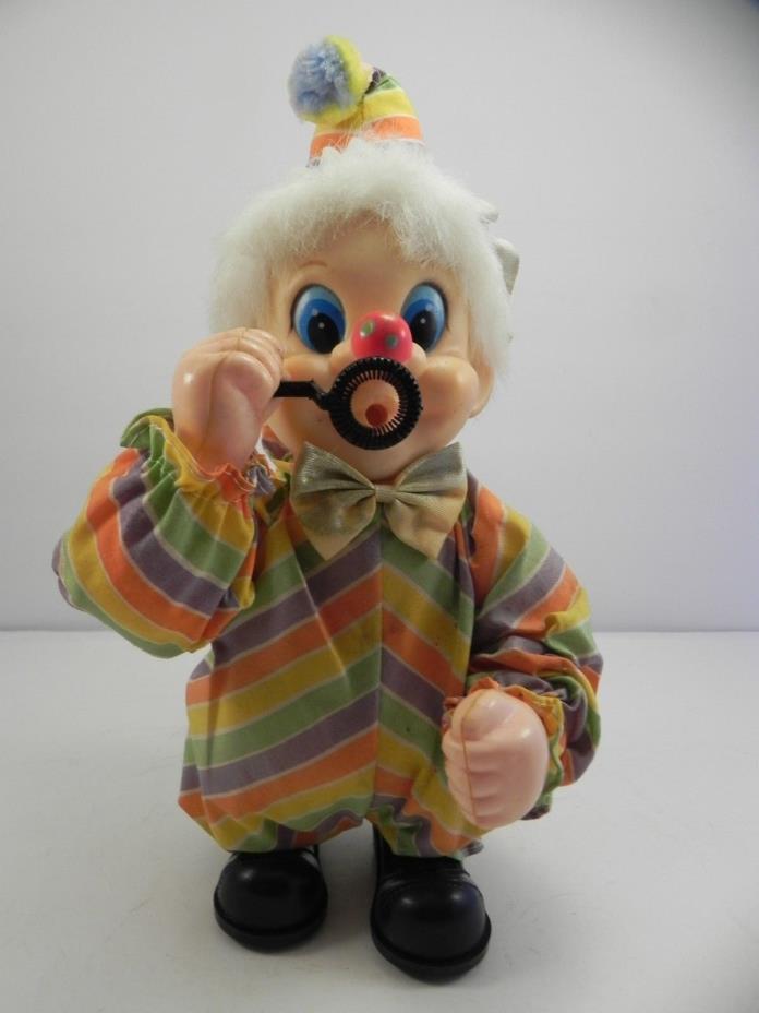 Vintage Happy Clown Bubble Blowing Toy Battery Operated Works