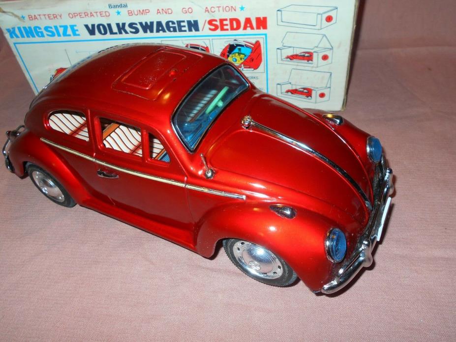Vintage Tin Kingsize Bandai Volkswagon VW Battery Made Japan In Box Tin toy NICE