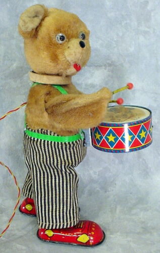 CRAGSTAN TIN ALPS 1950 BARNEY BEAR THE DRUMMER BOY BATTERY OP TIN TOY LOT JAPAN