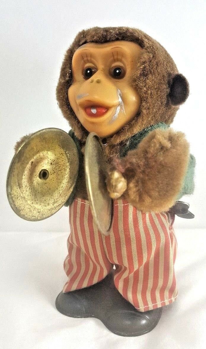 Wind Up Rare Old Vintage Cymbal Monkey Chimp Toy With Cymbals Working Condition