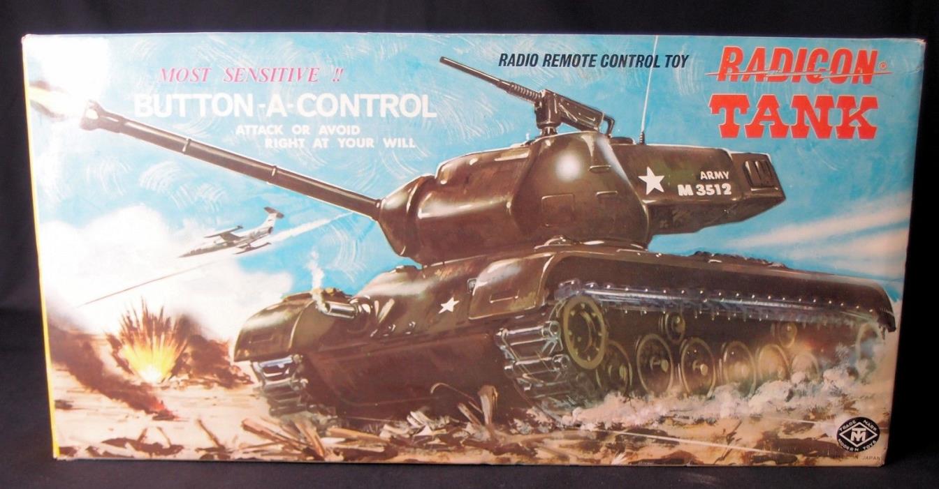 1960's Masudaya Modern Toys Radicon Remote Control Tank in Original Box **Rare**
