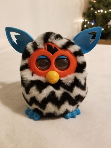 FURBY BOOM 2012 Black White Teal Zig Zags Stripes Working Interactive Hasbro Toy