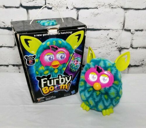 Hasbro Furby Boom Teal Green Yellow & Pink Fur with Box