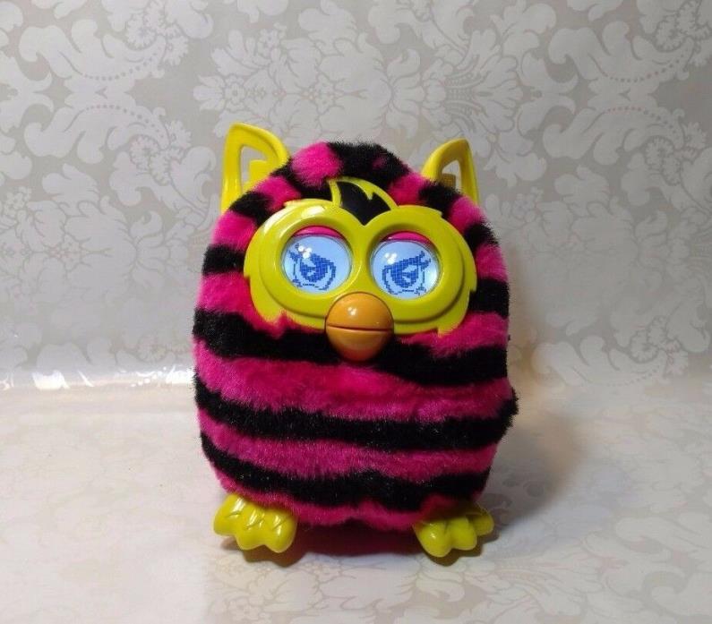 Hasbro 2013 FURBY BOOM Pink & Black STRIPES Yellow Ears *Tested & Working