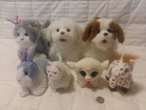 Lot of 7 FRF FURREAL FRIENDS Cats Kitten Dogs Lamb Horse Rabbit.  ALL WORKING.