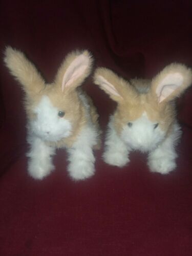 Lot of 2Hasbro FurReal Friends Hop 'N Cuddle BUNNY RABBIT Tan White