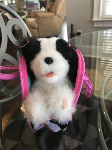 FurReal Friends TEACUP PUPS 91208 Black And White In Carrying Bag TESTED WORKS !