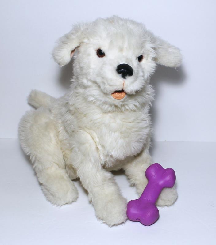 2010 Hasbro Furreal Friends #29203 Cookie My Playful Pup ~White Dog Puppy ~Bone
