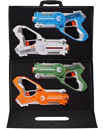Dynasty Toys Laser Tag Set and Carrying Case for Kids Multiplayer 4 Pack