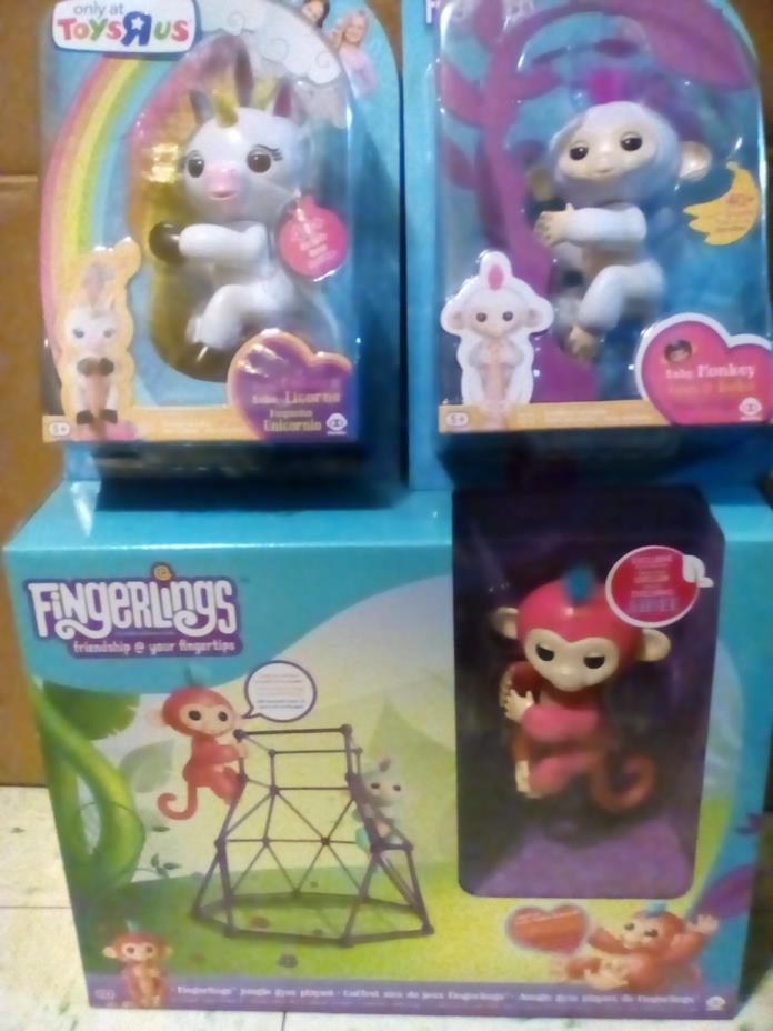Fingerlings Aimee Jungle Gym Playset WowWee + Sophie + Gigi Unicorn Toysrus Set