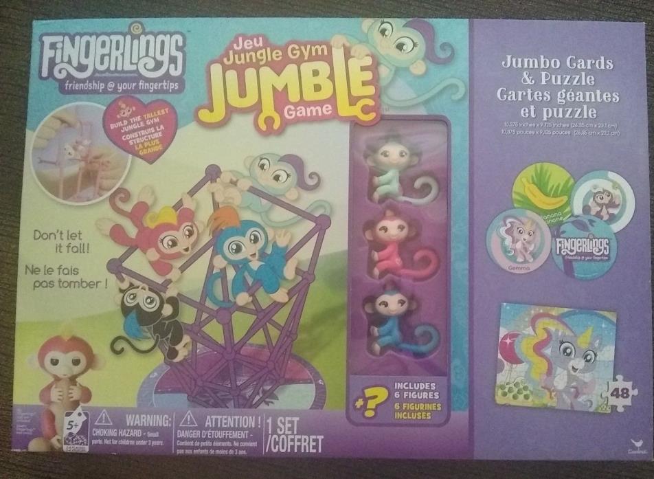 Fingerlings Jungle Gym Jumble Game, 6 Figures, Jumbo Cards & 48 Piece Puzzle