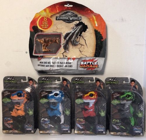 RARE SOLD OUT JURASSIC WORLD DINO PACK INDORAPTOR FINGERLINGS UNTAMED T-REX LOT