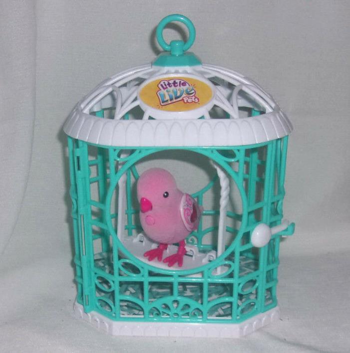 Little Live Pets Pink Bird White Aqua Cage Swing Nice