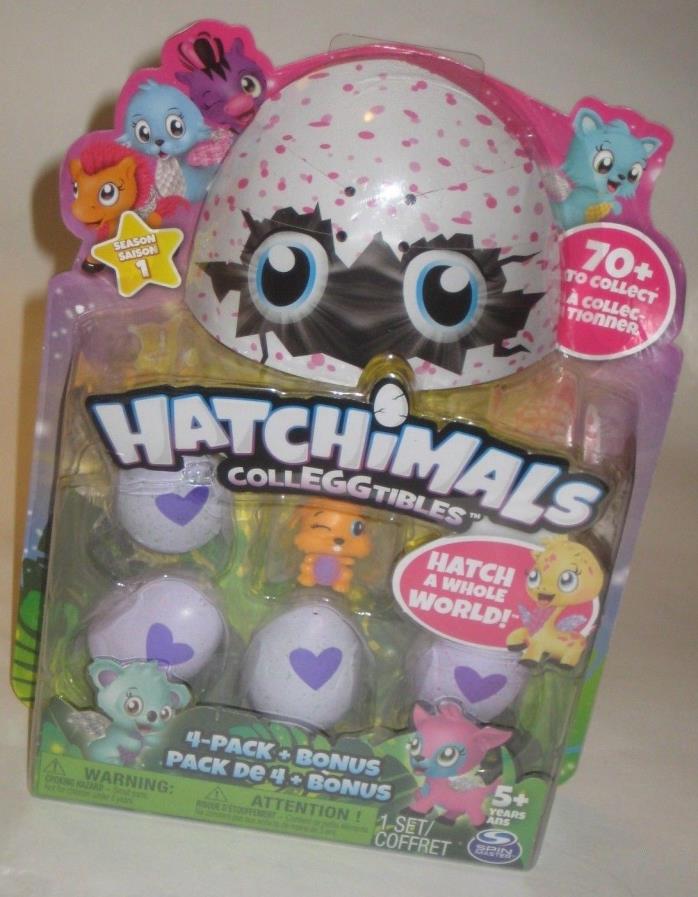 SEASON 1 HATCHIMALS CollEGGtibles 4 PACK + BONUS by SPINMASTER w/Garden ANIMAL