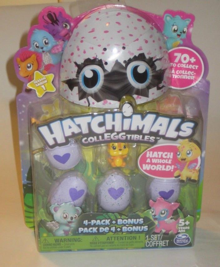 SEASON 1 HATCHIMALS CollEGGtibles 4 PACK + BONUS by SPINMASTER w/Forest ANIMAL