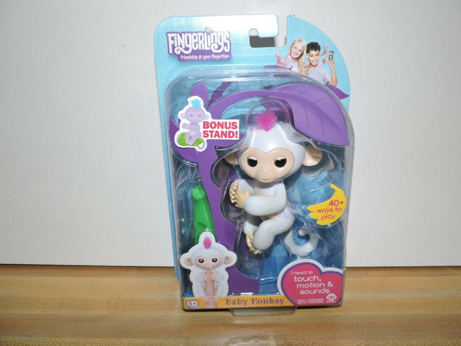 Fingerlings Monkey Sophie with Bonus Stand Authentic WowWee NIP White