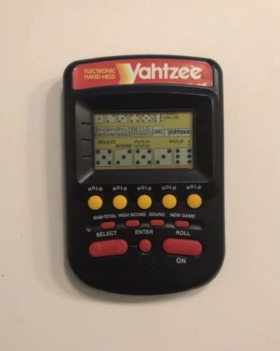 YAHTZEE Electronic Handheld Travel Game 1995 Vintage Classic Black 4511 WORKS!