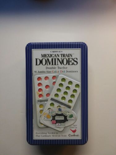 Cardinal Double 12 Color Dot 91 Jumbo Dominoes In Collector's Tin no track a3