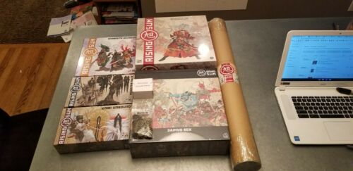 RISING SUN Kickstarter DAIMYO Pledge + COINS PLAYMAT DYNASTY ALL EXTRAS but Book