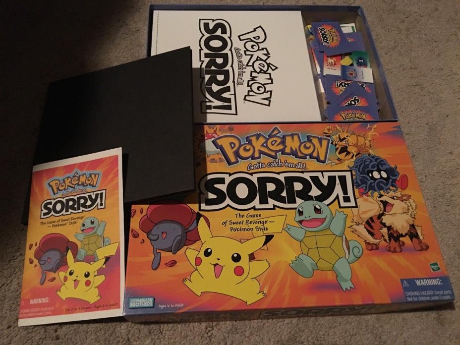 POKEMON Sorry Board Game 2000 Hasbro Parker Brothers Pikachu