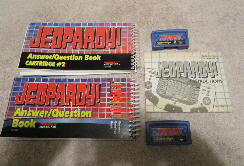 Tiger Electronics  JEOPARDY  2 Cartridges & Booklets used