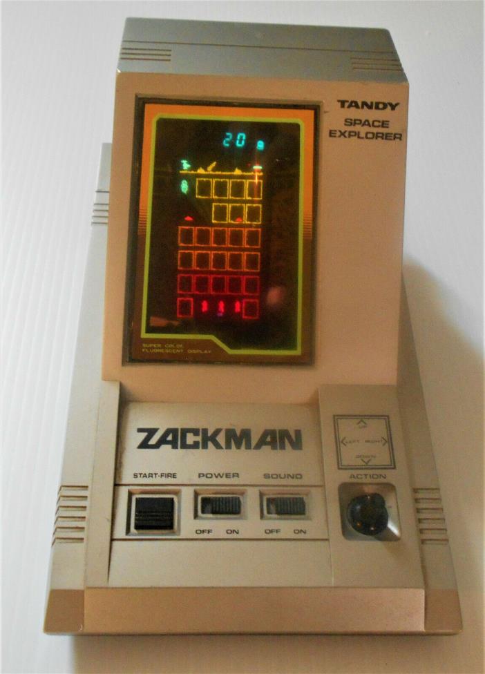 SPACE EXPLORER ZACKMAN Dig Dug Tandy Electronics VFD Handheld Tabletop Game 1984