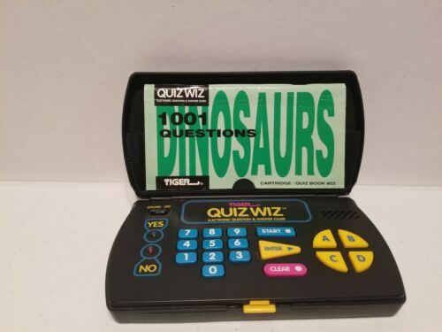 Tiger Electronics Quiz Wiz Handheld Game with Dinosaur Cartridge and Book 1993