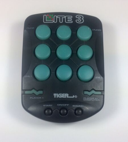 Tiger LITE 3 Electronic Handheld Travel Pocket Game Tic Tac Toe 1996