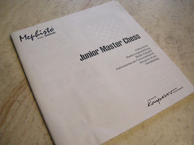 MEPHISTO FROM SAITEK JUNIOR MASTER CHESS INSTRUCTIONS MANUAL GUIDE BOOK KASPAROV