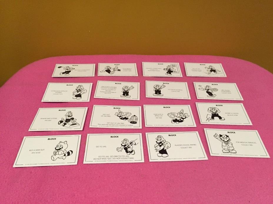 2010 Nintendo Monopoly 16 Block Cards Replacement Game Pieces