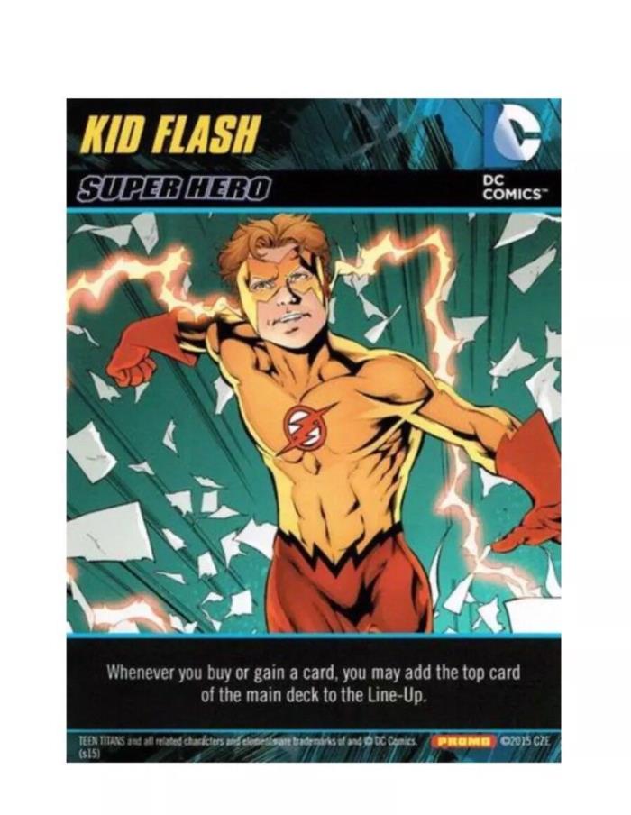 ~DC DECK BUILDING GAME KID FLASH SUPER HERO PROMO CARD CRYPTOZOIC NEW!~