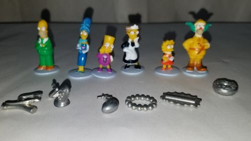 The Simpsons CLUE Board Game Complete Set Replacement Movers & Weapons Pieces