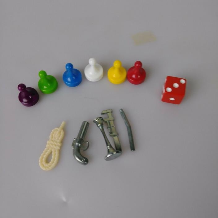 Clue Replacement Pieces Weapons Charecter Pieces 1 Dice Rope Candle Stick Wrench
